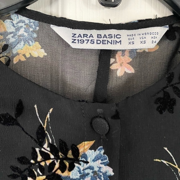 Zara Blogger Favorite Gothic Dark Floral Babydoll Long Sleeve MIDI Dress… - Picture 4 of 6